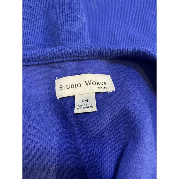 Studio Works women's top sweater collared size PM Blue Long Sleeves ~ New ￼ - Picture 4 of 6